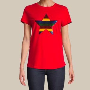 Stripes HBC x Color Me Courtney Red Sequin Star T-Shirt